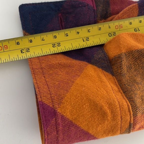 S Plaid button down long sleeve women’s top 100% cotton purple/pink/orange/navy - Picture 9 of 10